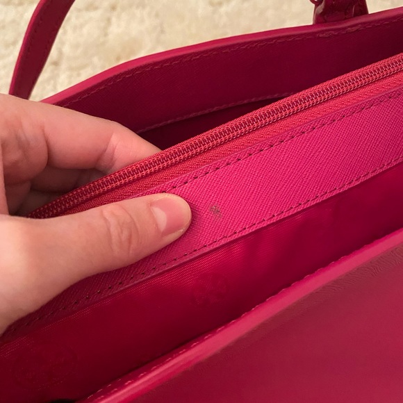 Tory Burch Emerson Large Hot Pink Saffiano Leather Buckle Tote - Picture 14 of 16